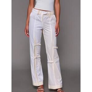 SYMMETRY White High-Rise Trouser Pants Belted Elastic Waist Size 6